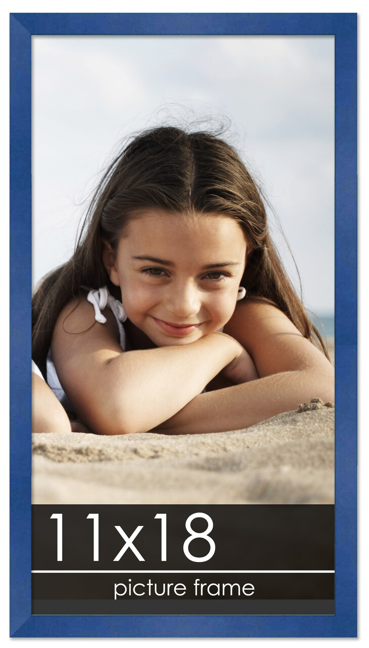 11x18 Classic Modern Blue Picture Frame - UV Acrylic, Foam Board Backing, Hanging Hardware